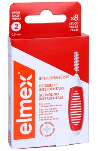 Elmex, elmex Interdentalbürsten Rot, Grösse 2, 0,5 mm, 8 Stück, Zahnzwischenraumbürste