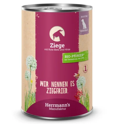Herrmanns, Herrmann's Selection Sensible 12 x 400 g - Ziege mit Bio-Roter Beete & Bio-Hirse