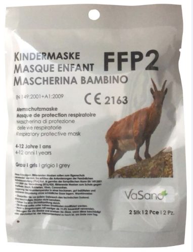 Vasano FFP2 Atemschutzmaske grau für Kinder (2 Stk)