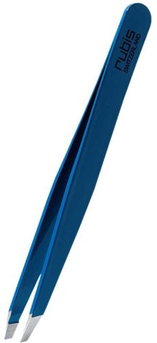 RUBIS, Rubis Pinzette schr&auml;g, blau, Inox
