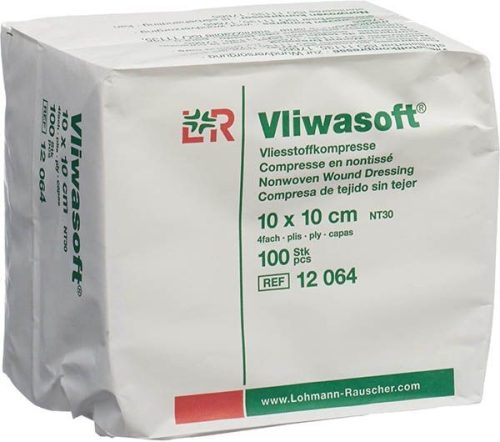 Vliwasoft Vliesstoffkompresse 10x10cm, 4-lagig (100 Stk)