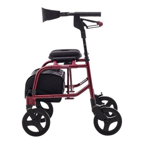 Leichtgewicht-Rollator NeXus mit Rückengurt und Tasche, faltbar, rot