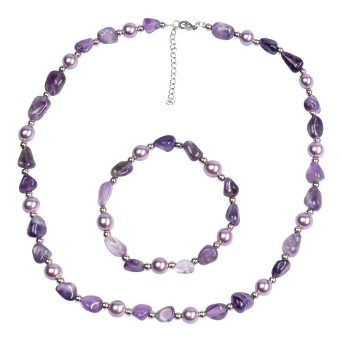 Perlenschmuck-Set ?Amethyst?, 2-teilig