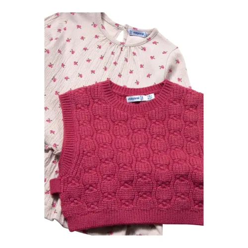 2-tlg. Set Krepp-Kleid langarm und Pullunder