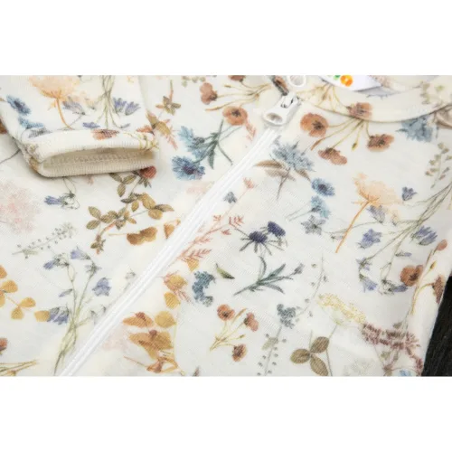 Woll-Overall mit Klappfuß Blumen