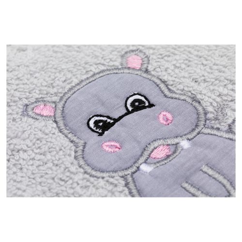 fillikid  Kapuzenbadetuch Nilpferd grau 75x75 cm