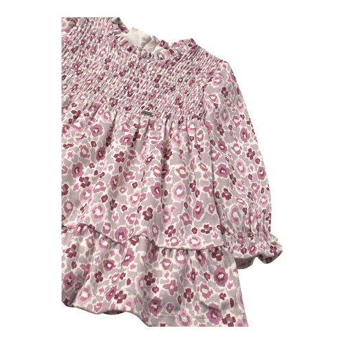Samt-Kleid langarm Blumen