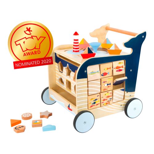 small foot®, small foot® Lauflernwagen WAL 7-teilig aus Holz in dunkelblau