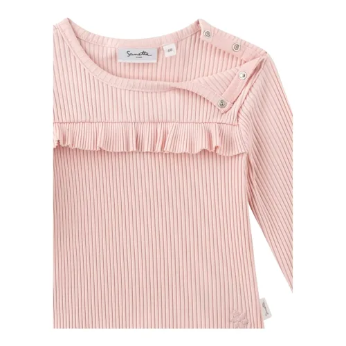 Shirt langarm Rüschen Rippqualität
