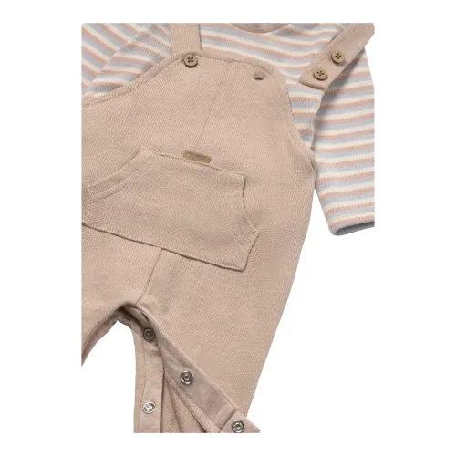 2-tlg. Set Pullover Ringel und Latzhose mit Tasche Feinstrick