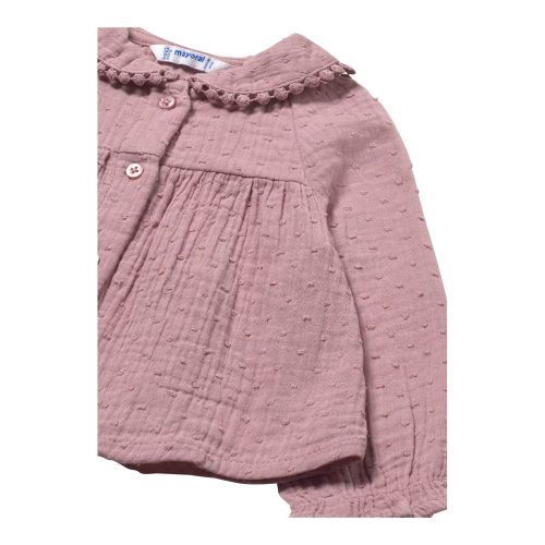 Musselin-Bluse langarm mit Bubikragen