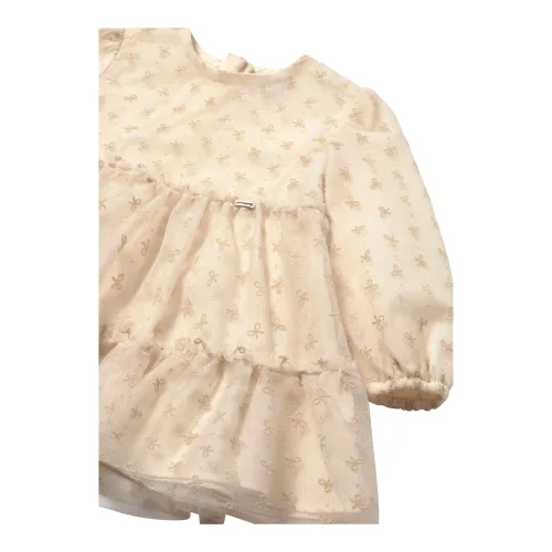Tüllkleid langarm Glitzer-Schleifen