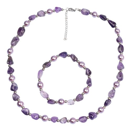 Schmuck Design BY EMMA, Perlenschmuck-Set ?Amethyst?, 2-teilig