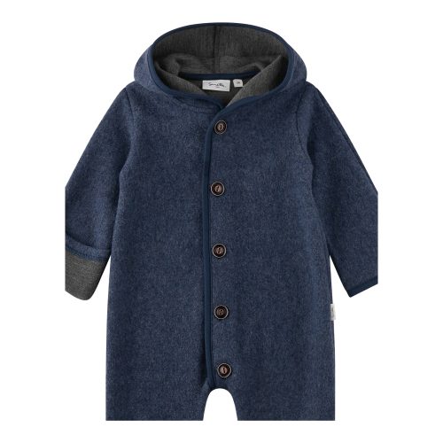 Wollfleece-Overall mit Kapuze Klappbündchen