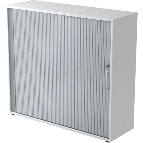 Hammerbacher, Hammerbacher Rollladenschrank 1733S Weiß, Silber 1.200 x 400 x 1.100 mm