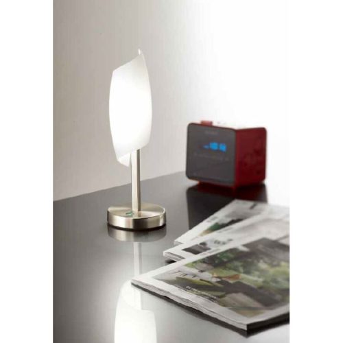 Tischlampe Roxie Silber/Weiss Glas/Metall 10 cm 30 cm - Farbe: nickel, weiss - LED - Lichtfarbe: Warmweiss - Material: Metall/Glas - Tischlampe- LED