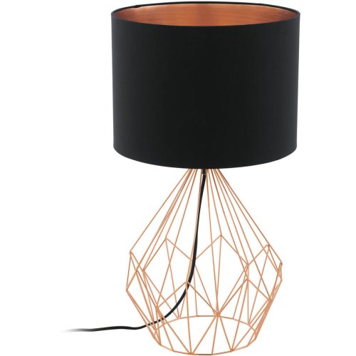 Eglo Tischlampe Pedregal 1 Schwarz Stahl 64.5 cm - Farbe: kupfer - LED - Material: Stahl/Stoff - Tischlampe- LED Energiesparlampe