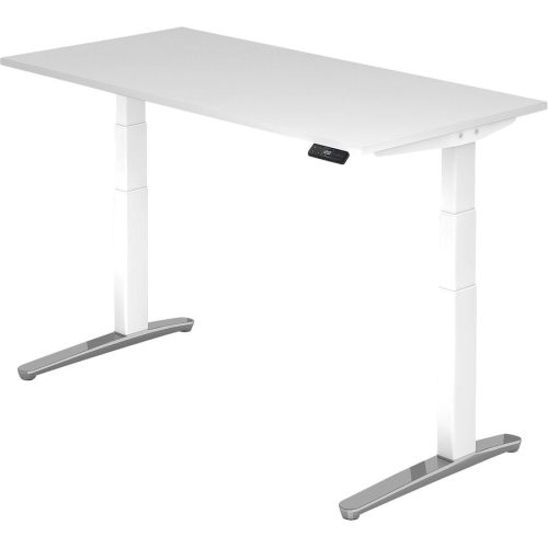 Schreibtisch Office Weiss Holz 160 cm Höhenverstellbar (elektrisch) - Material: Holzwerkstoff - Schreibtisch