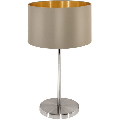 Tischlampe Maserlo Braun/Grau Stahl/Stoff 42 cm - Farbe: taupe - Tischlampe