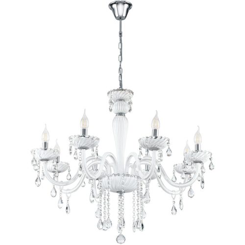 Pendellampe Carpento Weiss/Grau Stahl/Glas 130 cm - Farbe: chrom/weiss - Material: Stahl/ Glas - Pendellampe
