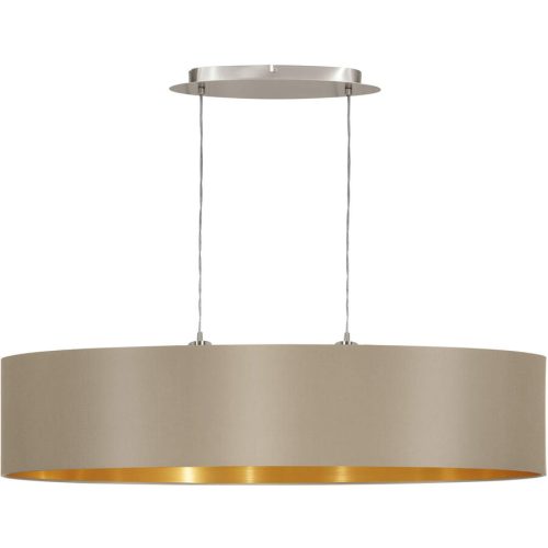 Pendellampe Maserlo Braun/Grau Stahl/Stoff 100 cm 110 cm - Farbe: taupe - Pendellampe
