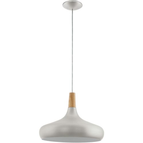 Pendellampe Sabinar Braun/Silber Stahl/Holz 110 cm - Farbe: silber-braun - Material: Holz/Stahl - Pendellampe