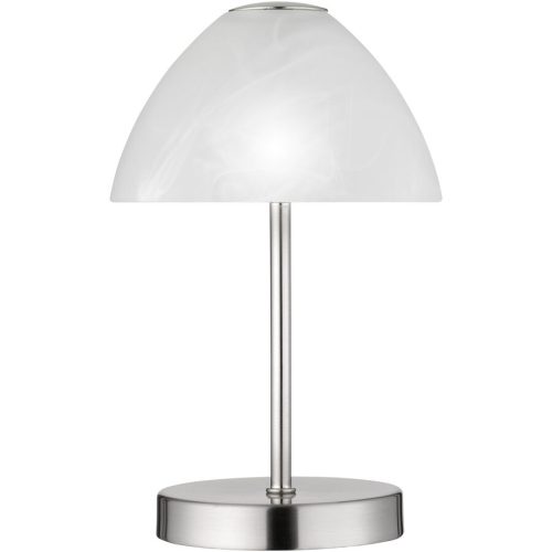 Tischlampe Artis Weiss/Silber Glas 15 cm 24 cm - Farbe: Alabaster weiss/Silber - LED - Lichtfarbe: Warmweiss - Tischlampe- LED Energiesparlampe