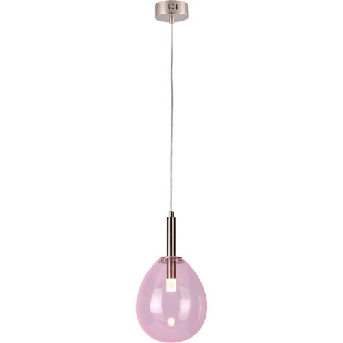 Pendellampe Gabas Rosa/Roségold Glas 18 cm 100 cm - Farbe: Pink/Roségold - LED - Lichtfarbe: Warmweiss - Pendellampe- LED Energiesparlampe