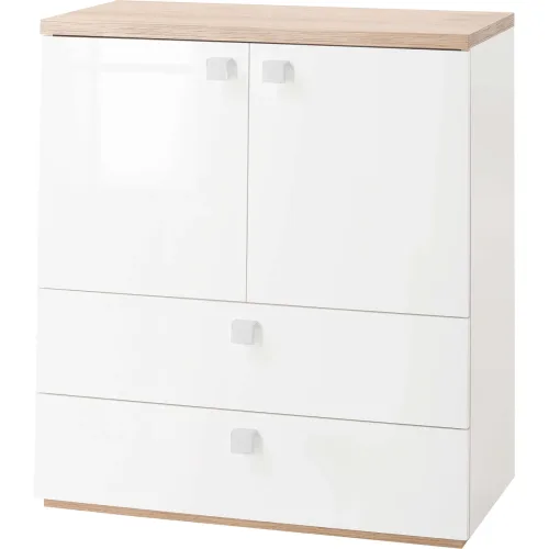 LIVIQUE, Kommode Gianni Weiss Holz 90 cm 45 cm - Material: Holzwerkstoff - Kommode