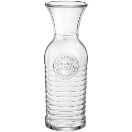 Bormioli Rocco, Bormioli Rocco Glas-Karaffe Officina mit Eichstrich; 1183 ml, 9.6x27.5 cm (ØxH); transparent; 1 l Eichstrich, 6 Stück / Pack