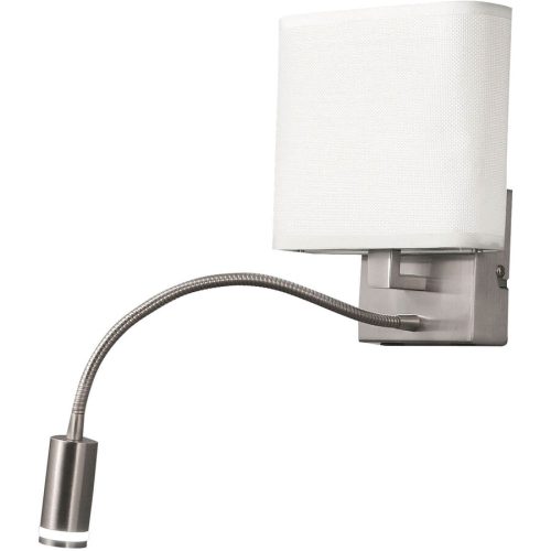 Wandlampe Valo Grau Metall 18 cm 20 cm - Farbe: Nickel satiniert - LED - Lichtfarbe: Warmweiss - Wandlampe- LED Energiesparlampe