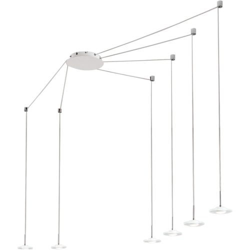 Pendellampe Suri Weiss/Grau Metall 700 cm 350 cm - Farbe: weiss/chrom - LED - Lichtfarbe: Warmweiss - Pendellampe- LED Energiesparlampe