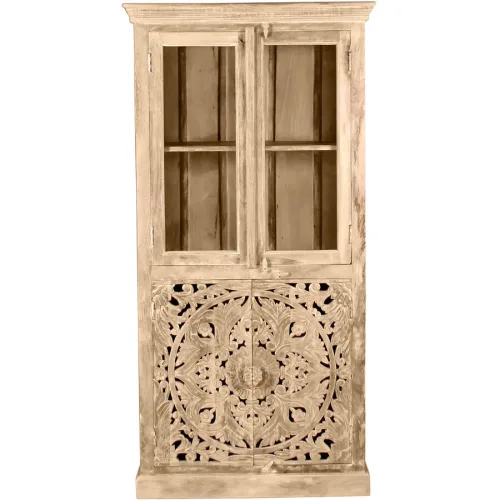 Vitrine Loreno Braun Holz 90 cm 180 cm 45 cm - Farbe: natur - Material: Mango - Vitrine