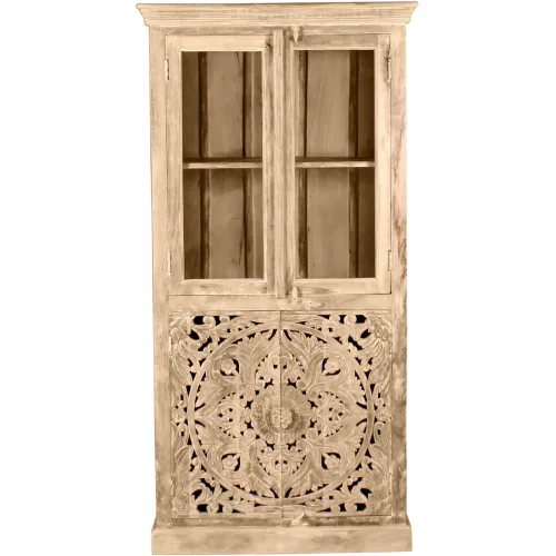 LIVIQUE, Vitrine Loreno Braun Holz 90 cm 180 cm 45 cm - Farbe: natur - Material: Mango - Vitrine