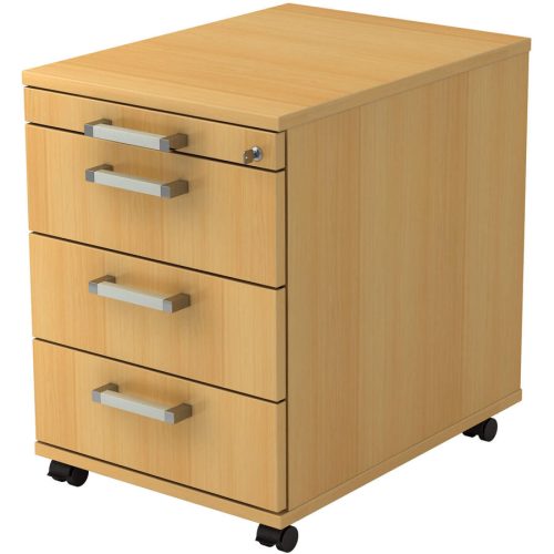 Hammerbacher, Hammerbacher Rollcontainer 58cm, 3Schübe, Schloss CE Buche
