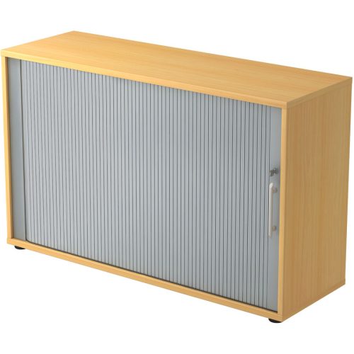 Hammerbacher, Hammerbacher Rollladenschrank Matrix Buche, Silber 1.200 x 400 x 748 mm