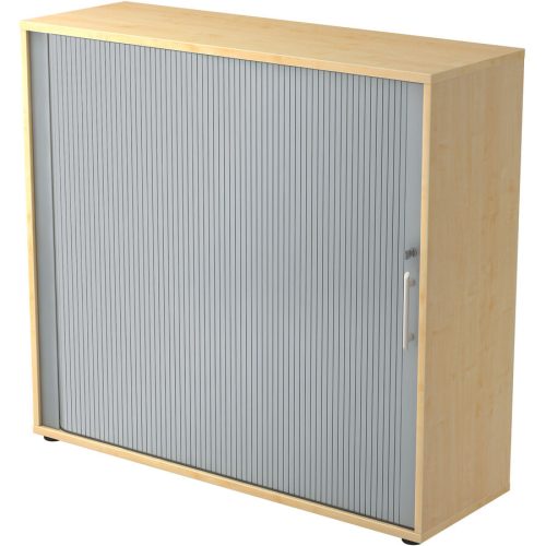 Hammerbacher, Hammerbacher Rollladenschrank Matrix Ahorn, Silber 1.200 x 400 x 1.100 mm mit Aufbau
