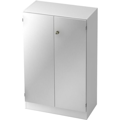 Aktenschrank Office Weiss/Silber Holz 80 cm 42 cm 127 cm - Farbe: Weiss, Silber - Material: Holzwerkstoff - Aktenschrank