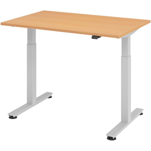 Hammerbacher, Hammerbacher Sitz-Stehschreibtisch XMST Buche, Silber 1.200 x 800 x 650 mm