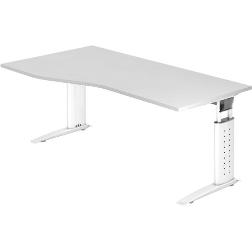 Hammerbacher, Hammerbacher Freiform Höhenverstellbar Sitz-Stehschreibtisch Holz, Metall Weiss 1'800 x 800 x 680 mm