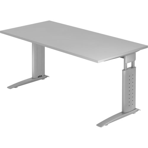 Hammerbacher, Hammerbacher Schreibtisch US16 Grau, Silber 1.600 x 800 x 680 x 680 - 860 mm