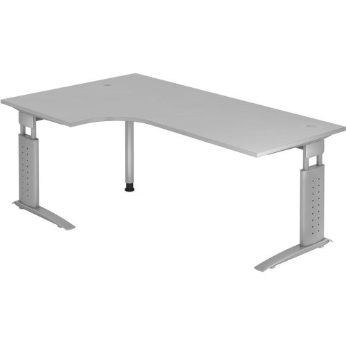 Schreibtisch Office Grau Holz 200 cm Höhenverstellbar (manuell) - Material: Holzwerkstoff - Schreibtisch