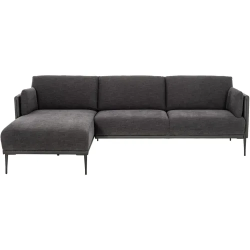 LIVIQUE, Ecksofa Richard Schwarz/Grau Stoff - Ecksofa