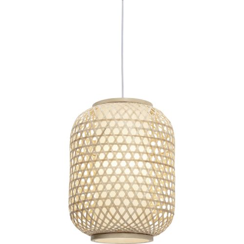 Pendellampe Soprana Braun/Weiss Bambus 30 cm 38 cm - Farbe: Nature/Weiss - Pendellampe