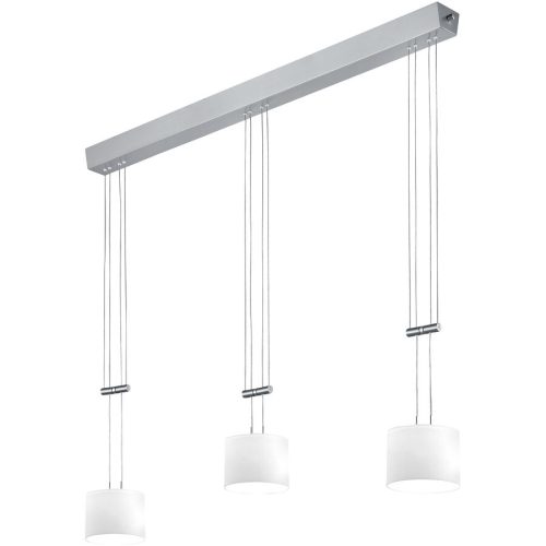 Designer-Pendellampe Bankamp Grazia Nickel matt 3-flammig dimmbar D 22 cm - Farbe: Silber/Weiss - LED - Lichtfarbe: Extra warmweiss - Material: