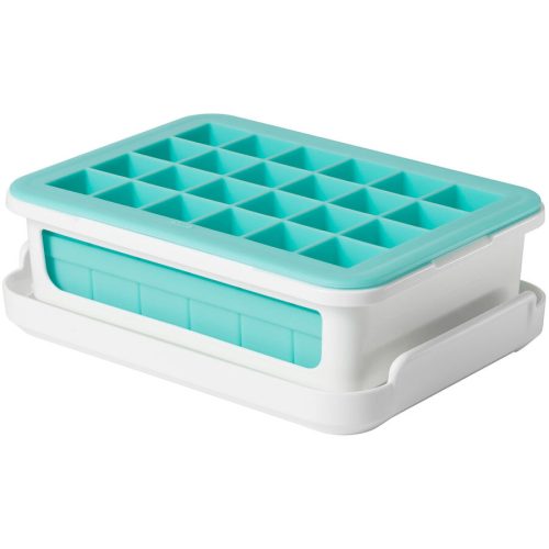 OXO Eiswürfelform Don I Blau/Weiss Kunststoff 12.5 cm 18 cm - Farbe: Weiss/Hellblau - Material: Kunststoff/Silikon - Eiswürfelform