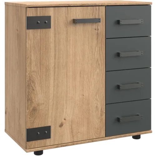 Kommode Malma Braun Holz 81 cm 41 cm - Farbe: Eiche Dekor - Material: Holzwerkstoff - Kommode
