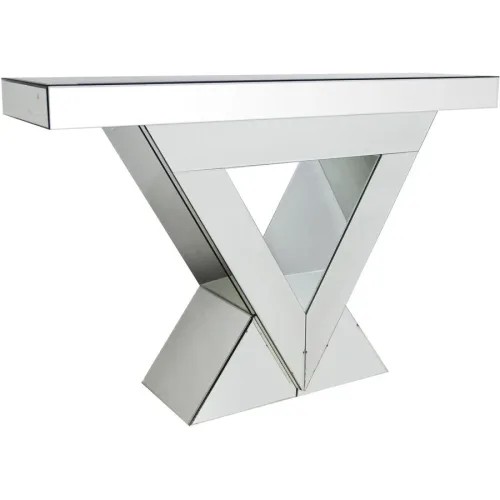 Konsole Roy Silber Glas/MDF 120 cm - Farbe: Spiegelglas - Material: MDF/Spiegelglas - Konsole