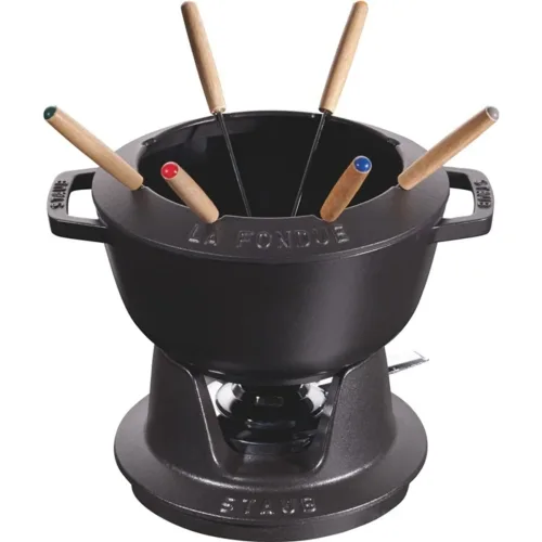 staub, staub - Fondue Set schwarz m. 2 Griffen, 20cm