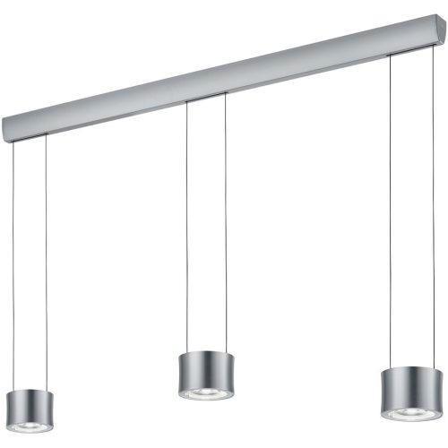 Designer-Pendellampe Bankamp Impulse Nickel matt 3-flammig - Farbe: Nickel matt mit Chrom abgesetzt - LED - Lichtfarbe: Extra warmweiss - Material: